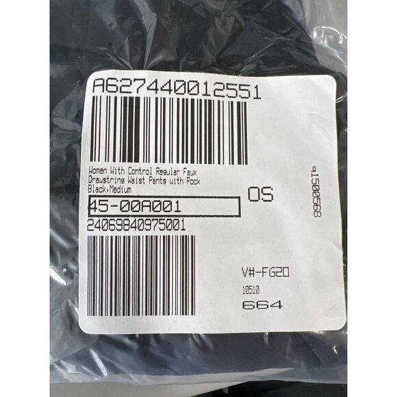 Women With Control Regular Faux Drawstring Waist Pants with Pockets Black Medium - Picture 2 of 7